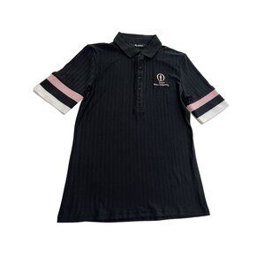 Abacus Pebble Half Sleeve Polo Shirt in Black Pink